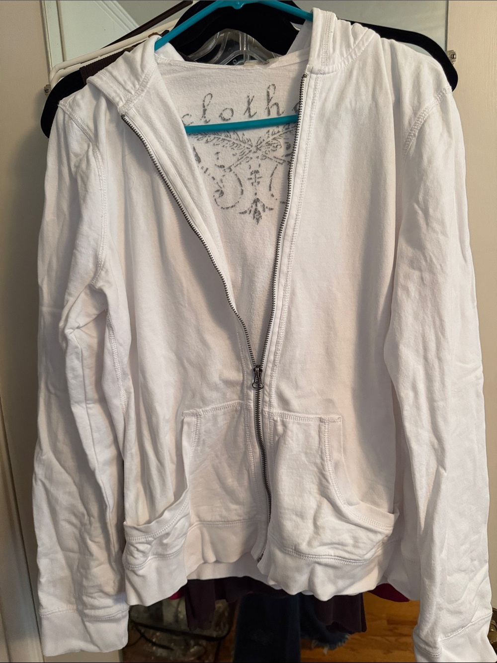 Casual White Zip-Up Hoodie Jacket